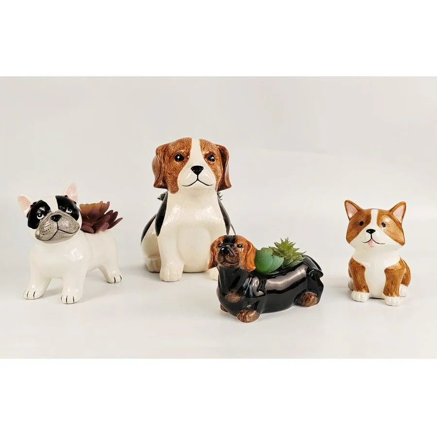 Beagle Planter: White & Brown - Image 3