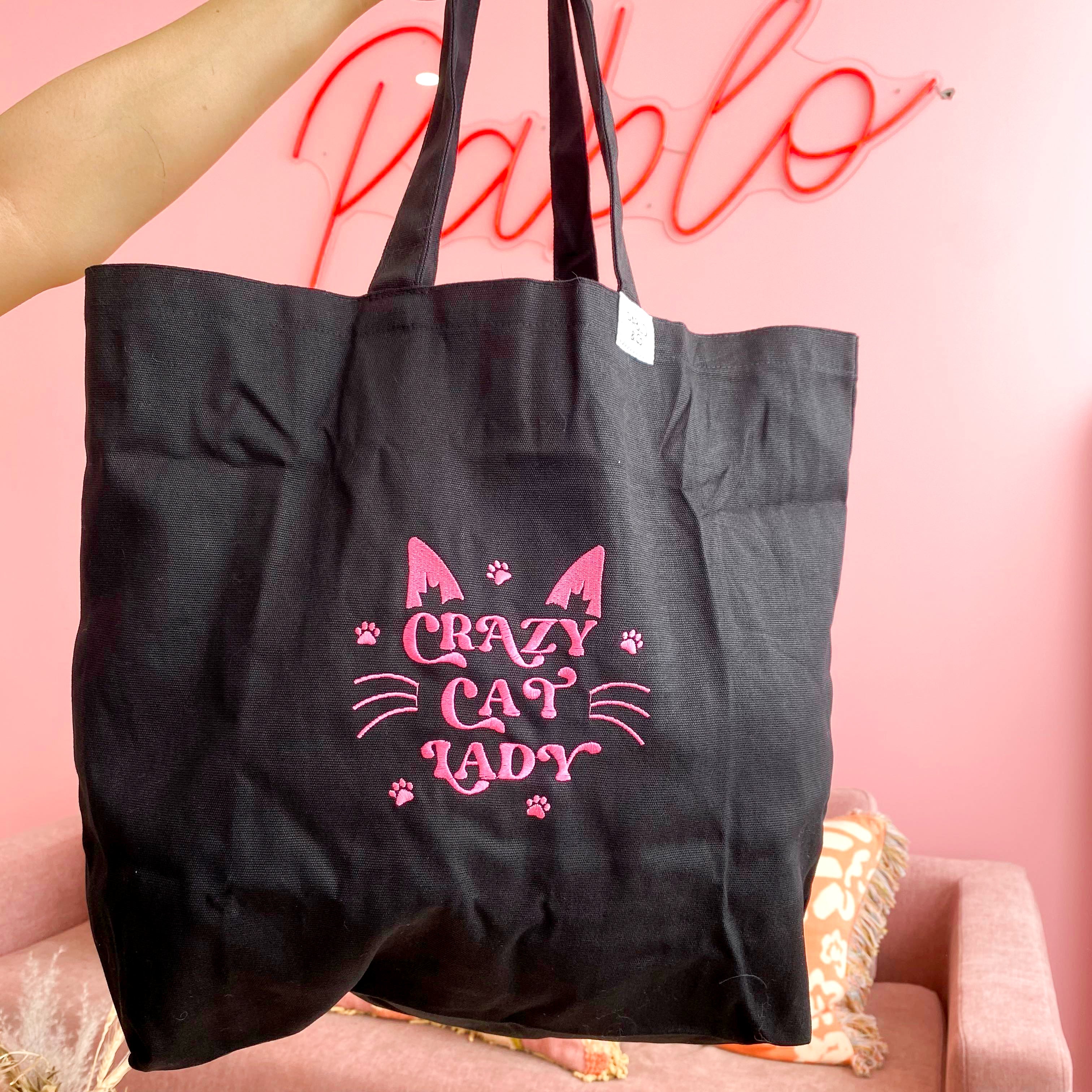 Crazy Cat Lady: Embroidered Tote Bag