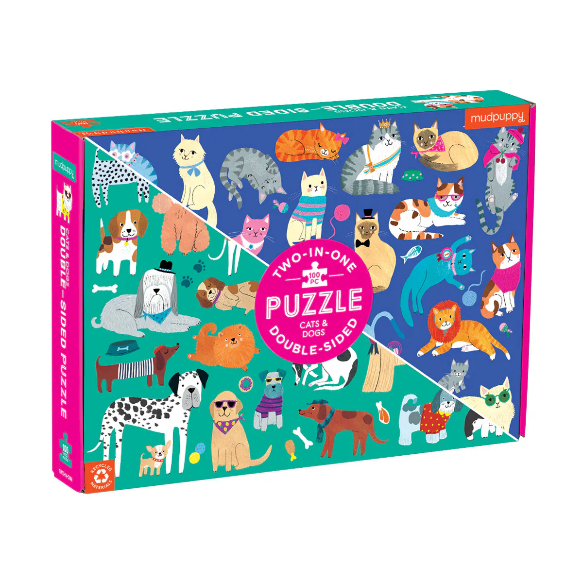 Mudpuppy: 100 Pc Double-Sided Puzzle - Cats & Dogs