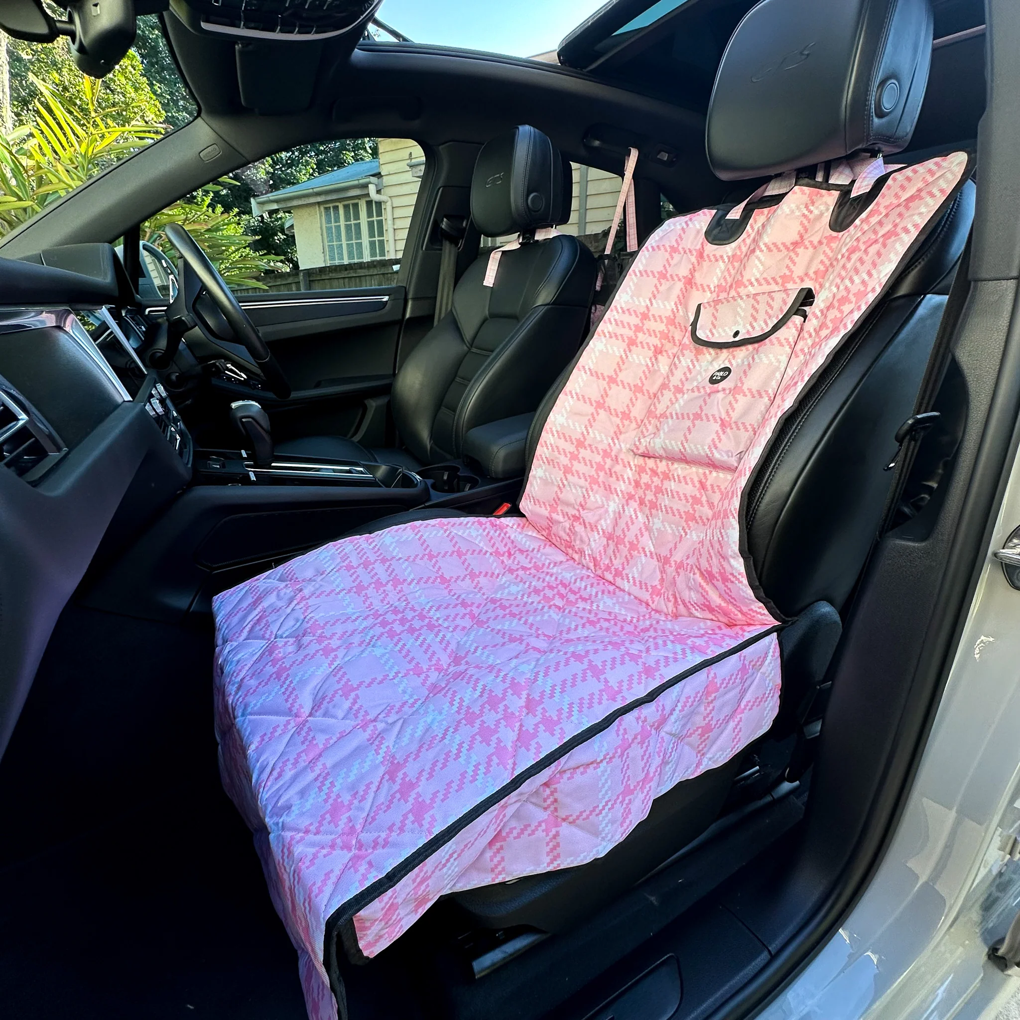 Pink Houndstooth: Single Car Seat Cover - Image 2