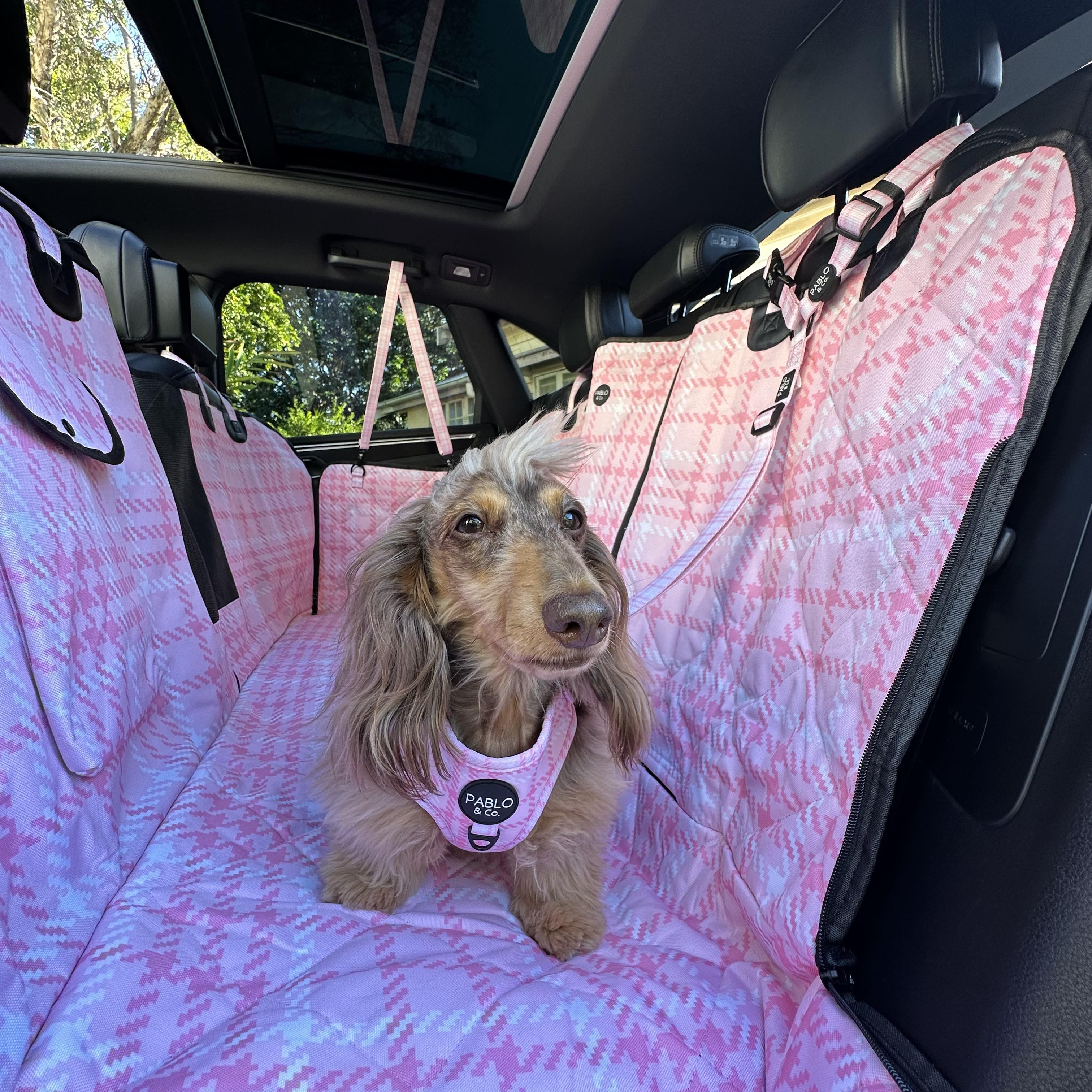 Pink Houndstooth: Headrest Car Restraint