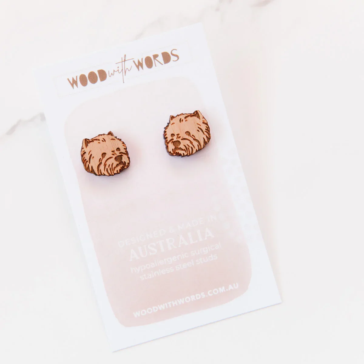 Wooden Earrings: West Highland Terrier